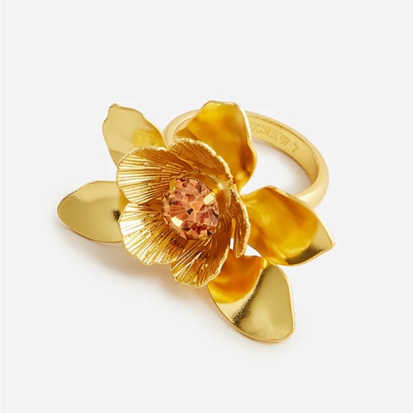JCREW Oversized Flower Ring  NWT Size 7 Gold Finish - Picture 1 of 5